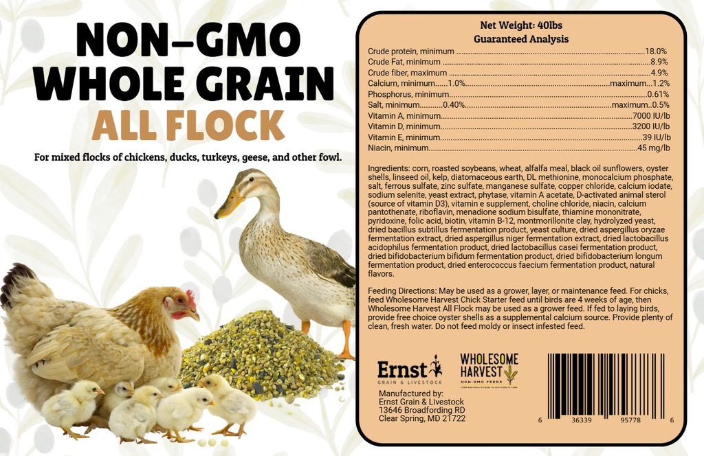 Wholesome Harvest Whole Grain All Flock 40lbs