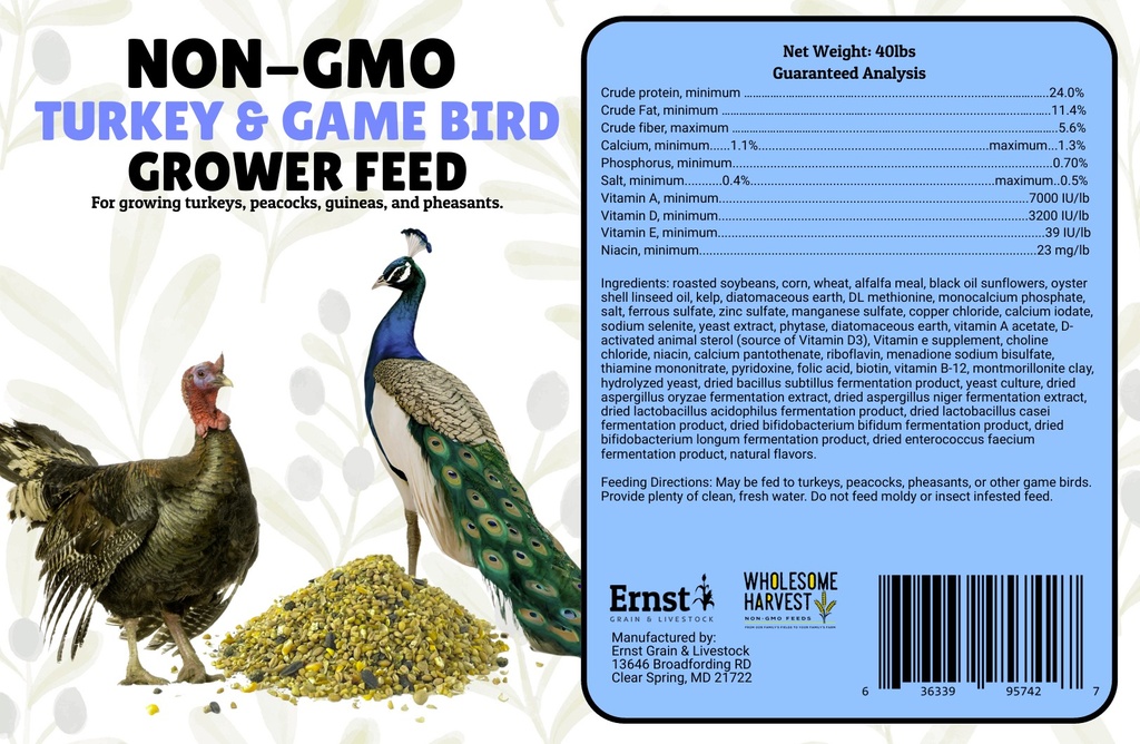 Wholesome Harvest Turkey & Game Bird Grower 40lbs