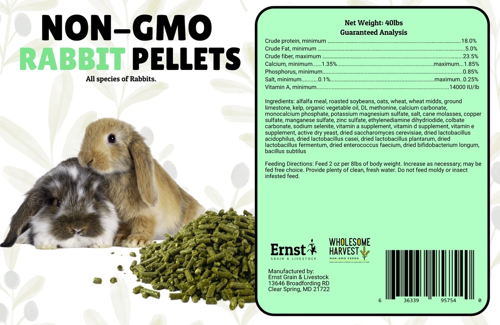 Wholesome Harvest Rabbit Pellets 40lbs